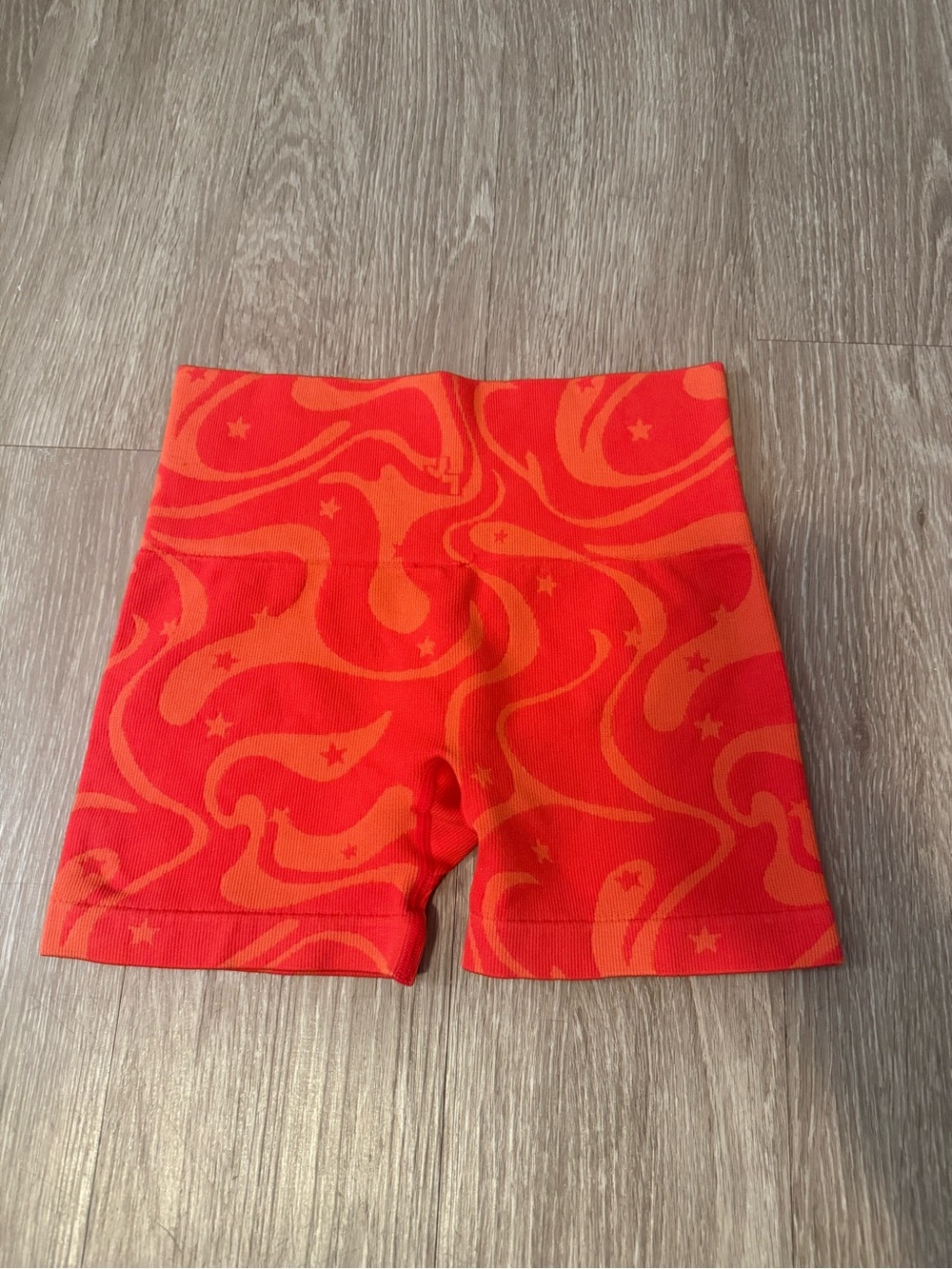 Target Womens ' Red & Orange Star Swirl Stretch Bike Shorts